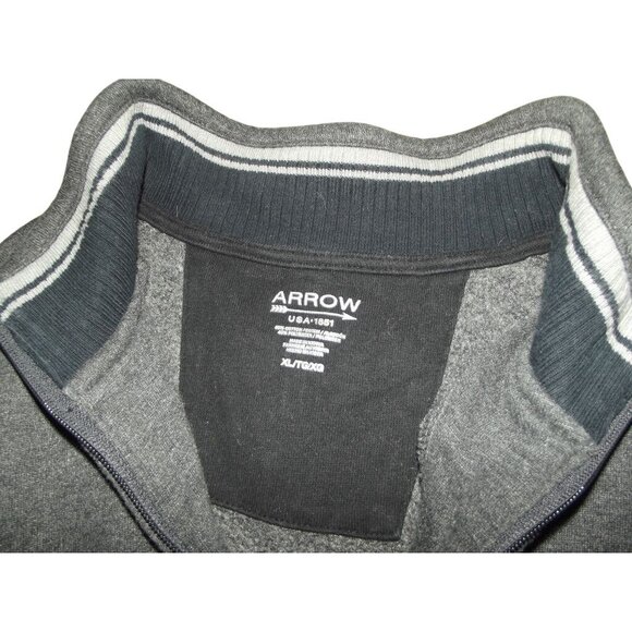 ARROW Pullover Sweatshirt Mens XL Gray Heather Quarter-Zip Sueded Fleece Shirt - Picture 3 of 11